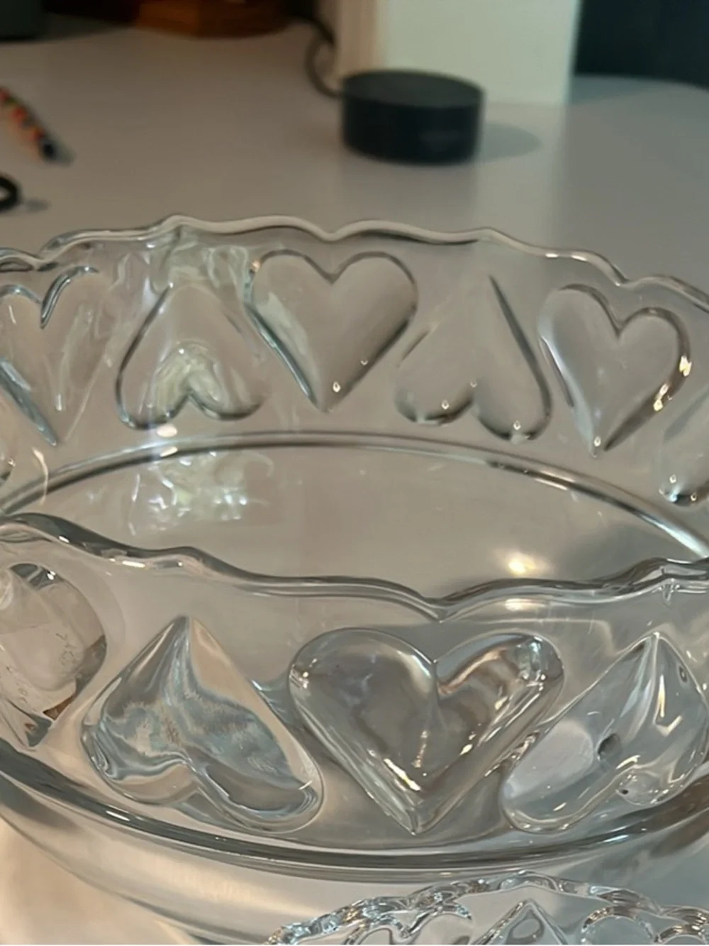 Tiffany & Co. Clear Glass Large Heart-Edged Bowl